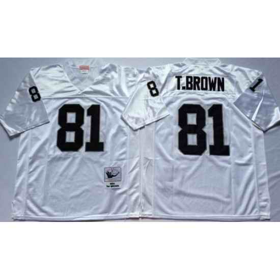 Mitchell And Ness Raiders #81 tim brown White Throwback Stitched NFL Jersey